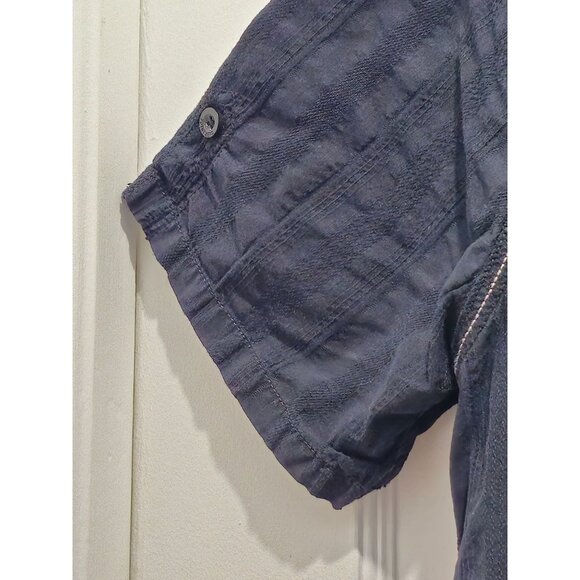 Point Zero Black Label Semi-Fit M Men's Short Sleeve Shirt - Navy Button Down - Picture 7 of 16